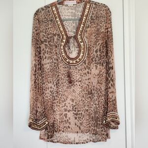 Monique Leshman Animal Print Beaded Tunic